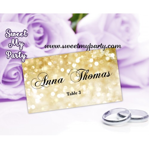 Gold Wedding place cards template,Glitter Wedding Place Card template,Golden Wedding Place Cards template,(008w)